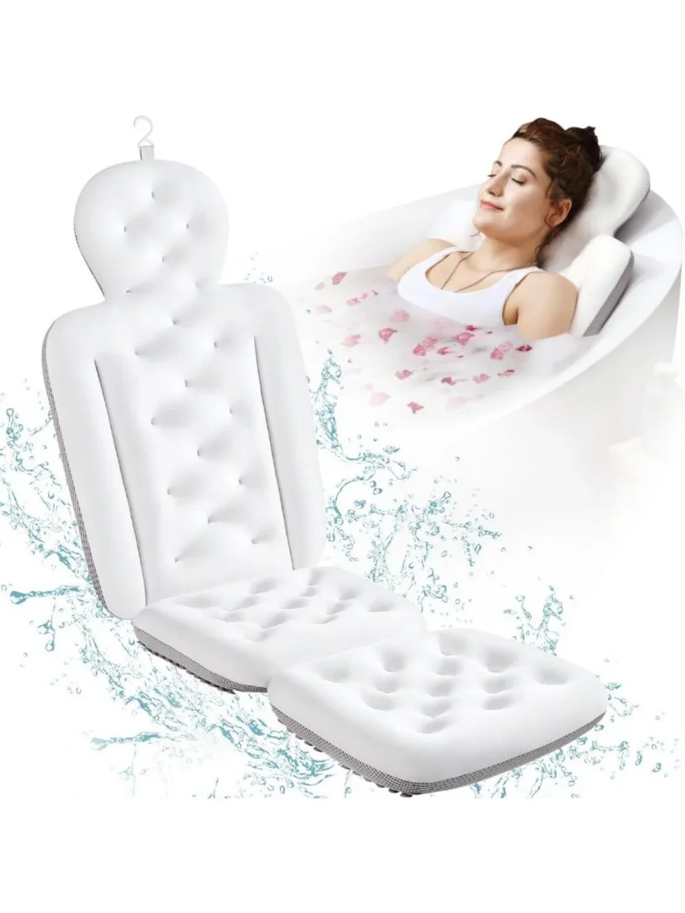 Luxury Full Body Bath Pillow - Thick Cushion for Neck & Back Support, 51